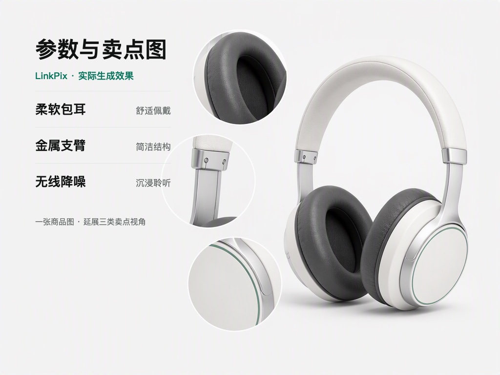 耳机结构与卖点展示图