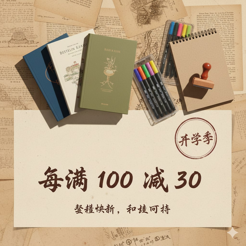 升学季每满一百减三十的中文满减大促图示例